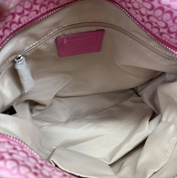 Coach Signature Jacquard Hobo Shoulder Bag Crossbody # 21041E ( Pink ) - Picture 15 of 16